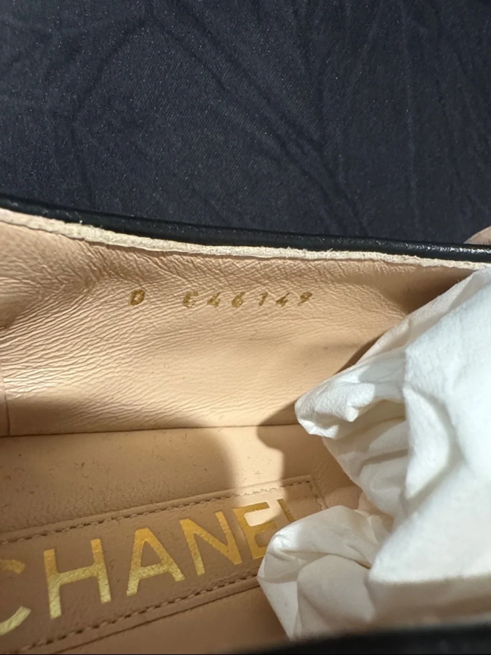 CHANEL Nude and Black Flats with Bow Mary Jane Strap 37